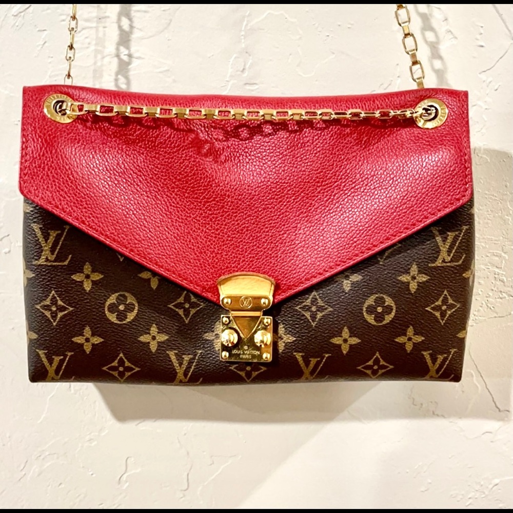 Louis Vuitton Red and Brown Monogram Chain Crossbody Bag - Picture 3 of 12
